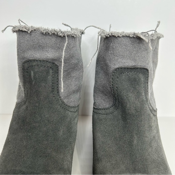 Zadig & Voltaire Teddy Ankle Booties Genuine Suede Canvas Raw Hem Zip Back Grey - Picture 4 of 16
